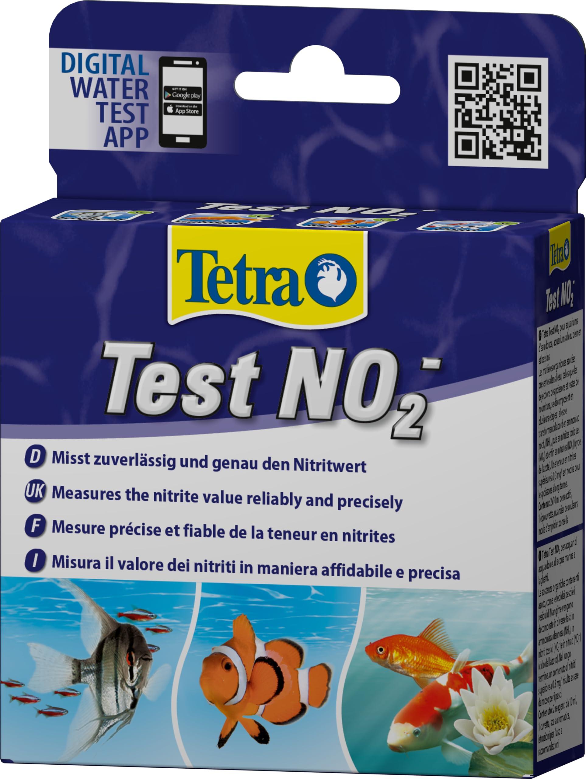 Tetra Test NO2 (Nitrit) – Wassertest für Süßwasser-Aquarien, Meerwasser-Aquarien und Gartenteiche, misst zuverlässig und genau den Nitritwert