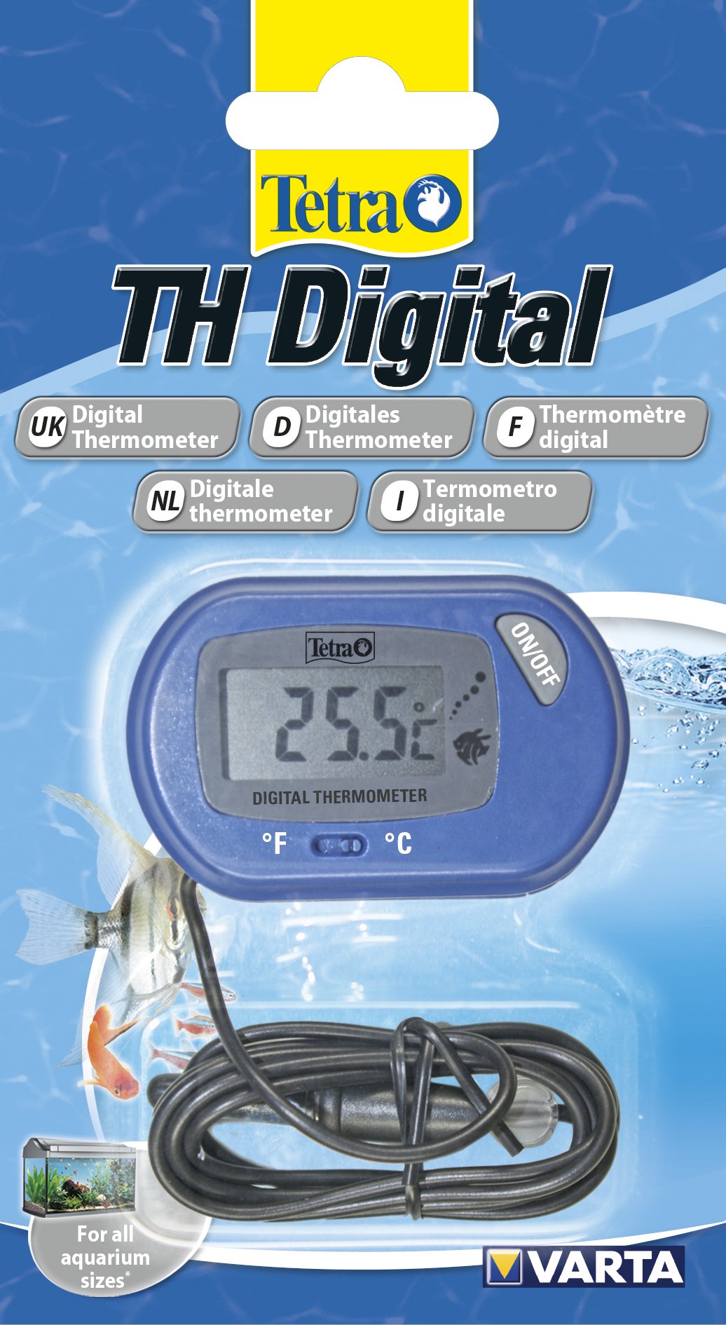 Tetra TH Digital Aquarium Thermometer – für alle Aquariengrößen, einfache und sichere Messung der Wassertemperatur im Aquarium, 1 Stück (1er Pack)