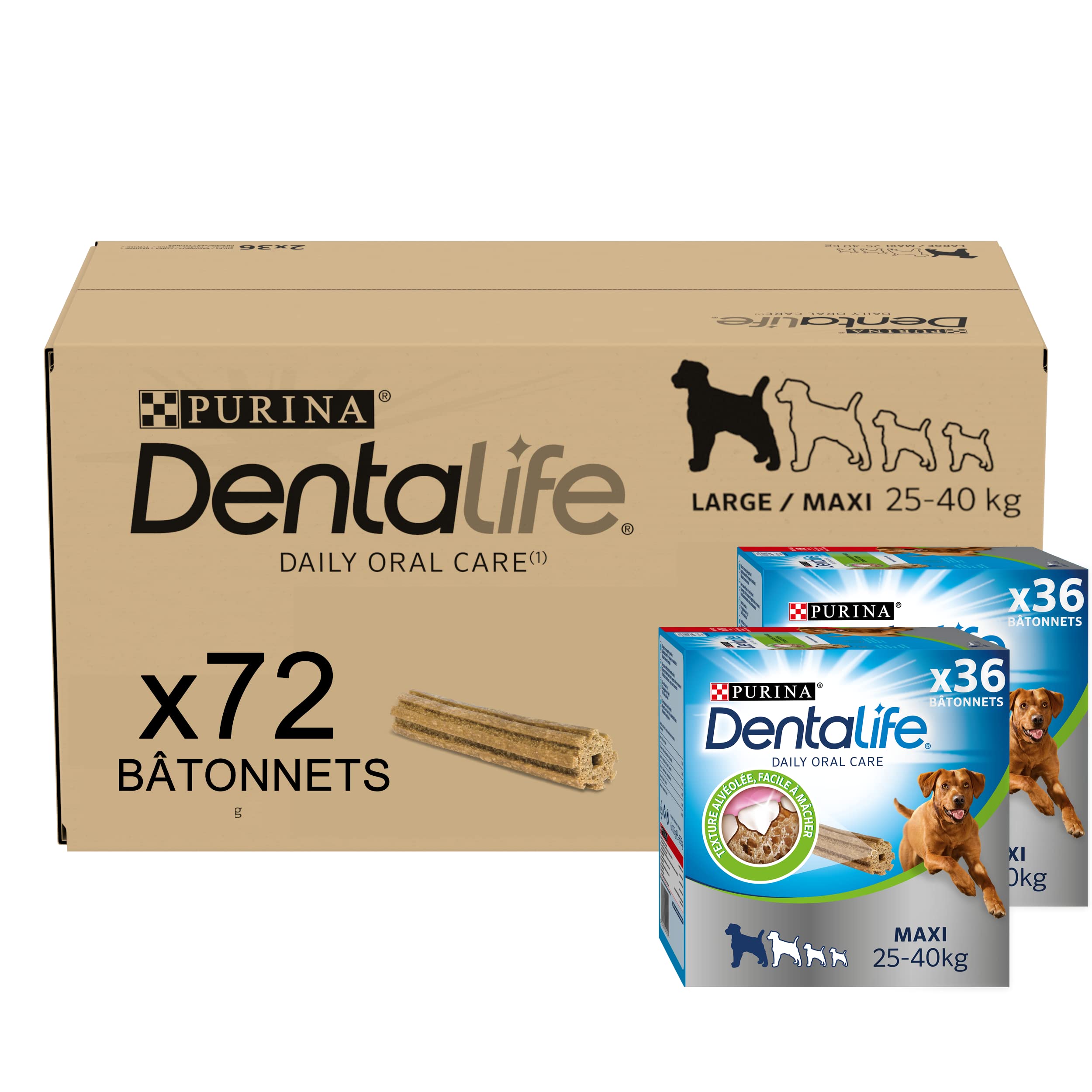 DENTALIFE Maxi – Multipack – 72 Kauknochen für große Hunde – 2 x 1272 g – Mundhygiene im Alltag