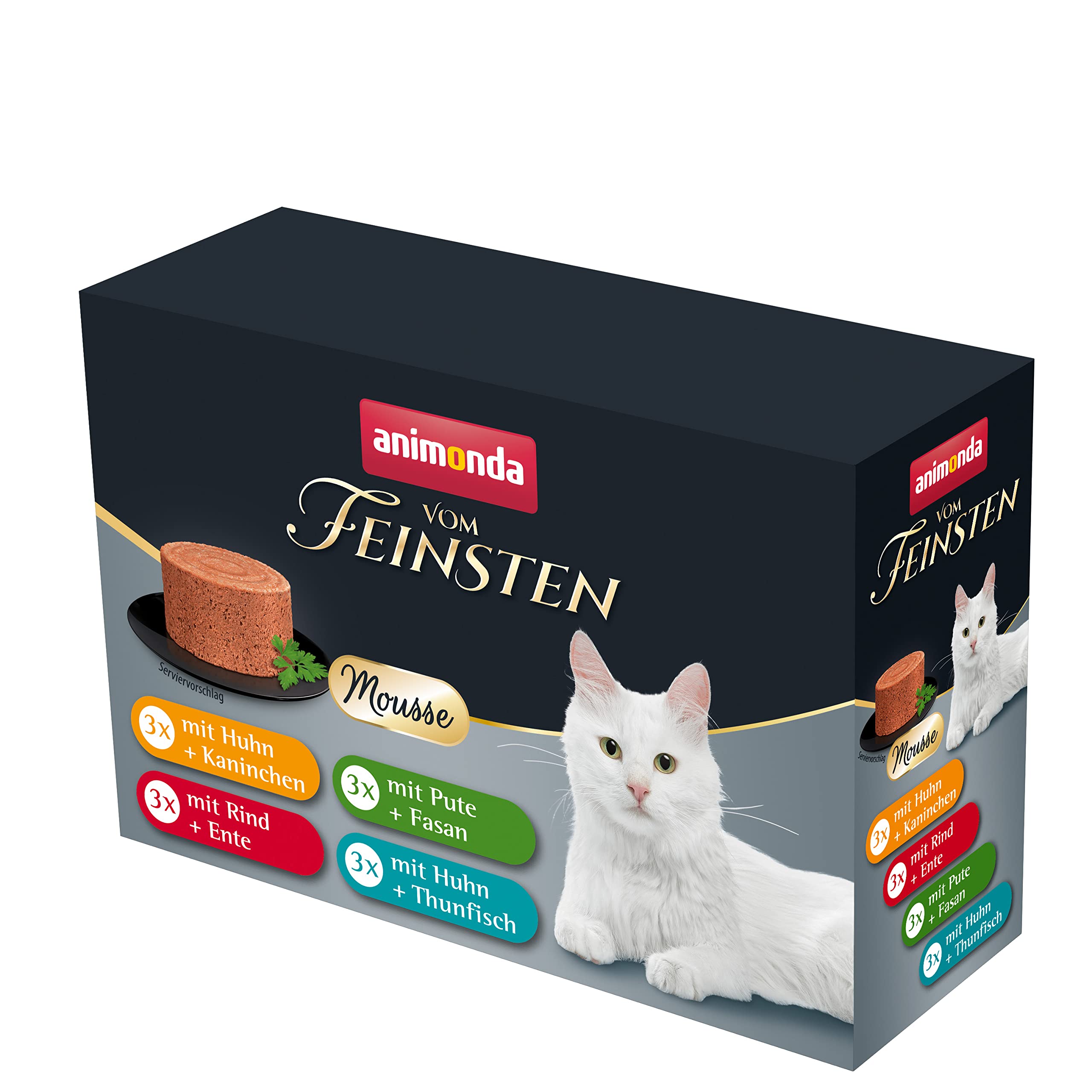 vom Feinsten Mousse Nassfutter-Vielfalt (12 x 85 g), Katzenfutter nass ohne Getreide und Zucker von animonda, mitfrischen, fleischlichen Zutaten