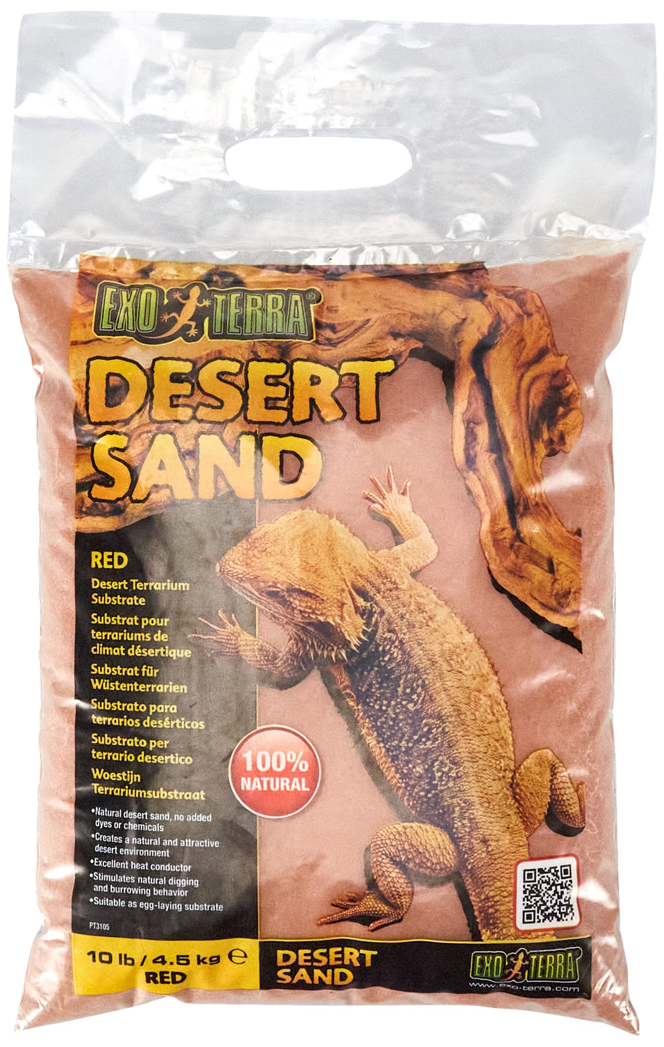 Exo Terra Desert Sand, Substrat für Wüstenterrarien, Terrariensubstrat, natürlicher Wüstensand, Rot, 4,5kg, 1 Stück