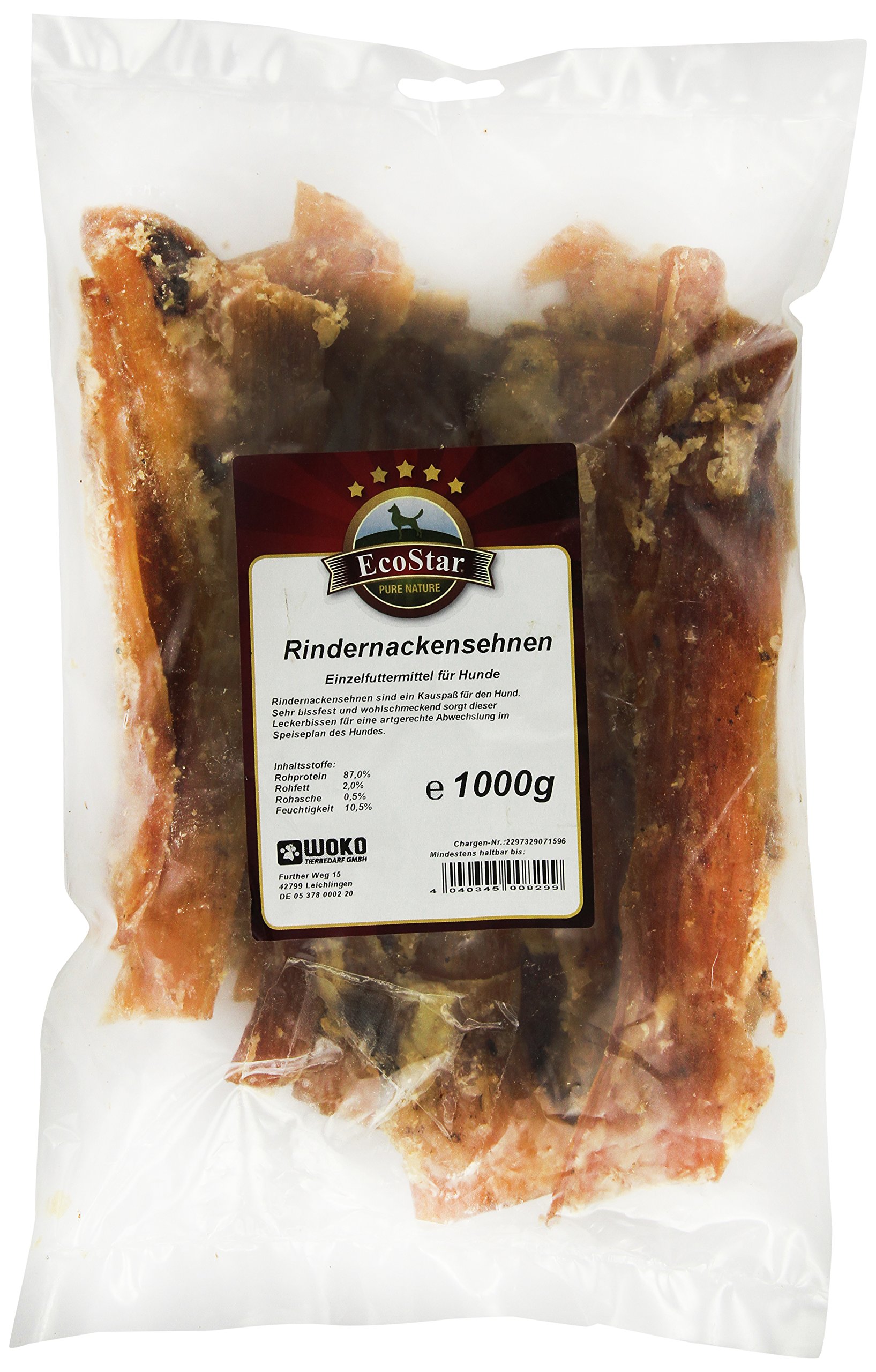 EcoStar Hunde Snack Rindernackensehnen 1kg, 1er Pack (1 x 1 kg)