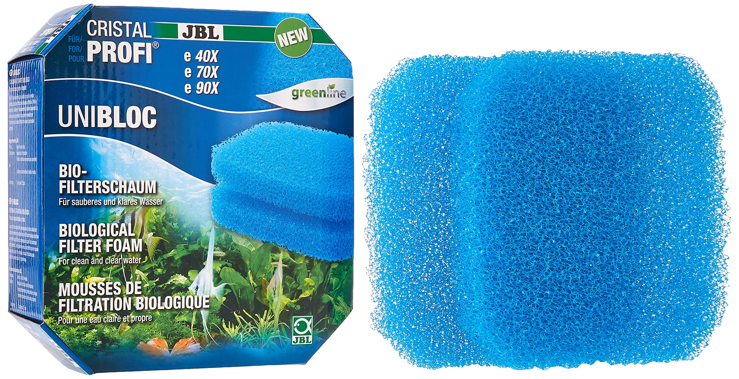 JBL UniBloc 6016100 Bio-Filterschaum Einsatz für Aquarienfilter CristalProfi e 40X, e 70X, e 90X, 2er-Pack