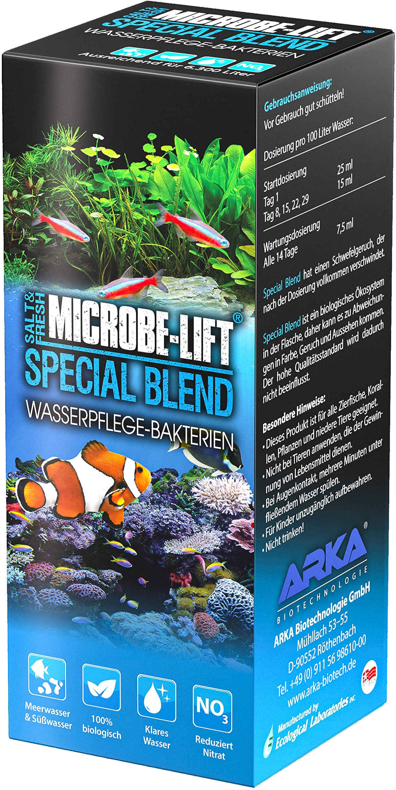 MICROBE-LIFT Special Blend – 473 ml – Lebende Bakterien zur Wasserreinigung, baut organische Abfälle & Nitrat ab, für Meer- und Süßwasseraquarien, 100% biologisch