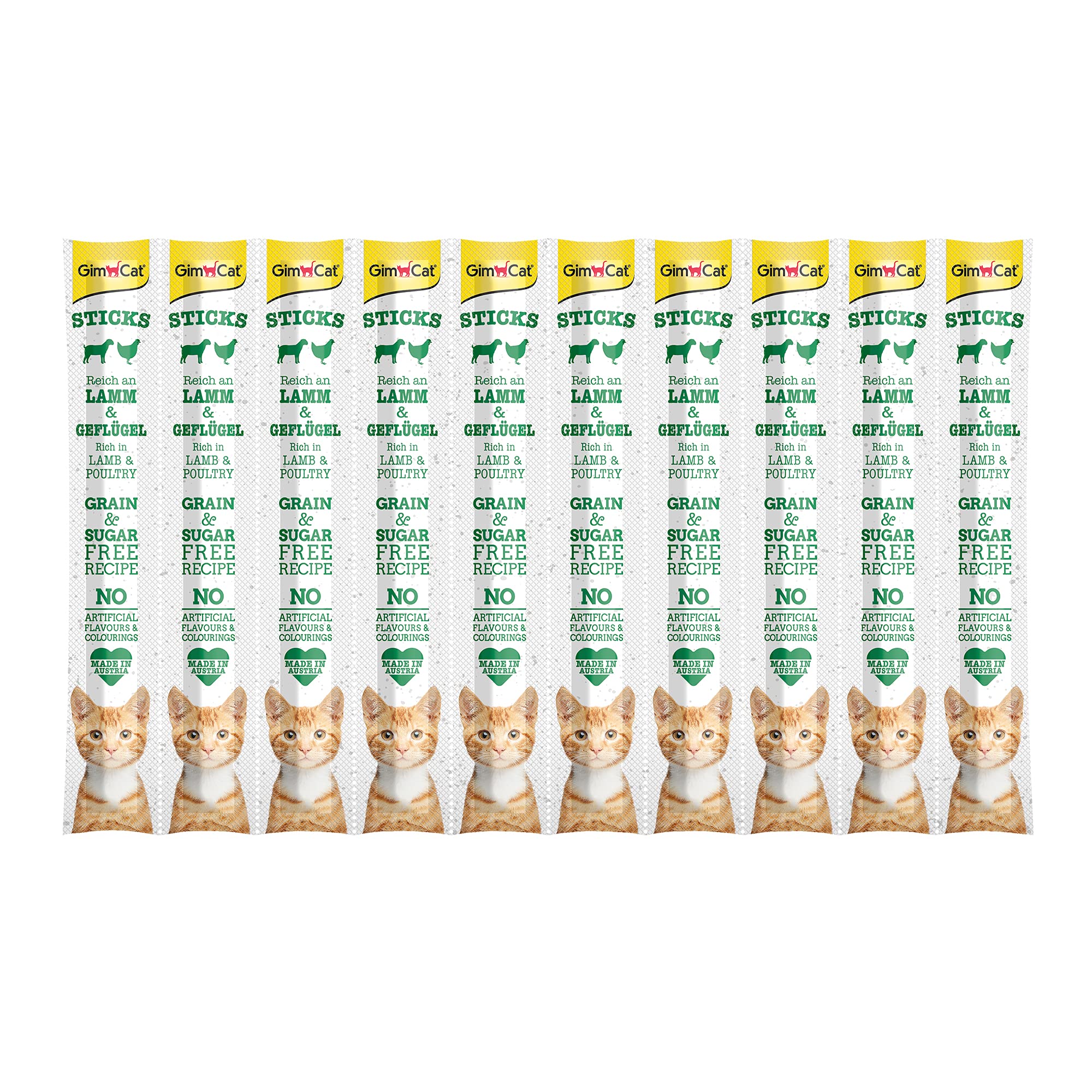 GimCat Sticks Lamm & Geflügel – Softe Kaustangen mit hohem Fleischanteil und ohne Zuckerzusatz – 1 Multipack (10 Sticks)