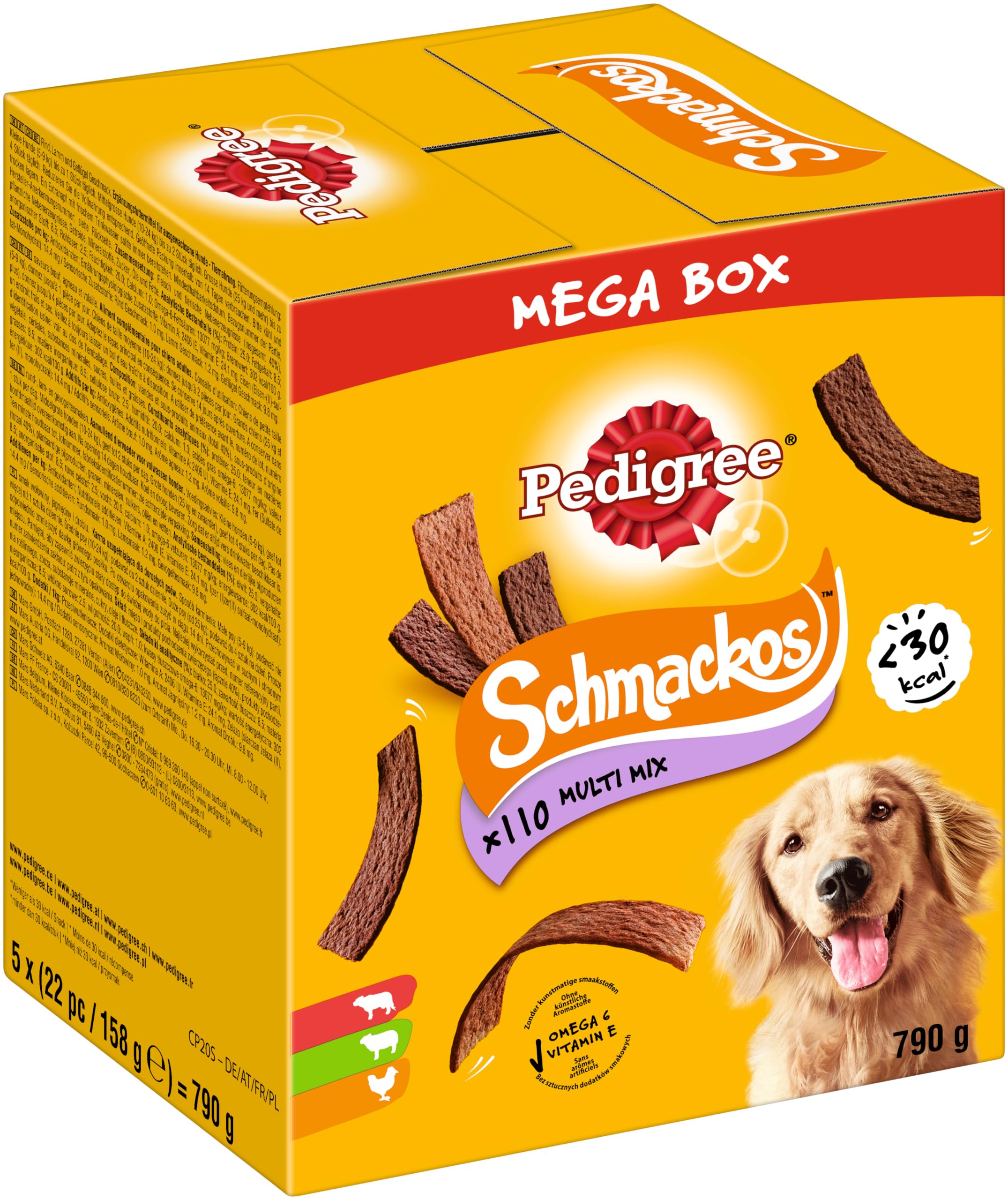 Pedigree Hundesnacks Hundeleckerli Schmackos Mixbox, 110 Stück – 790g, 22 Stück (5er Pack)