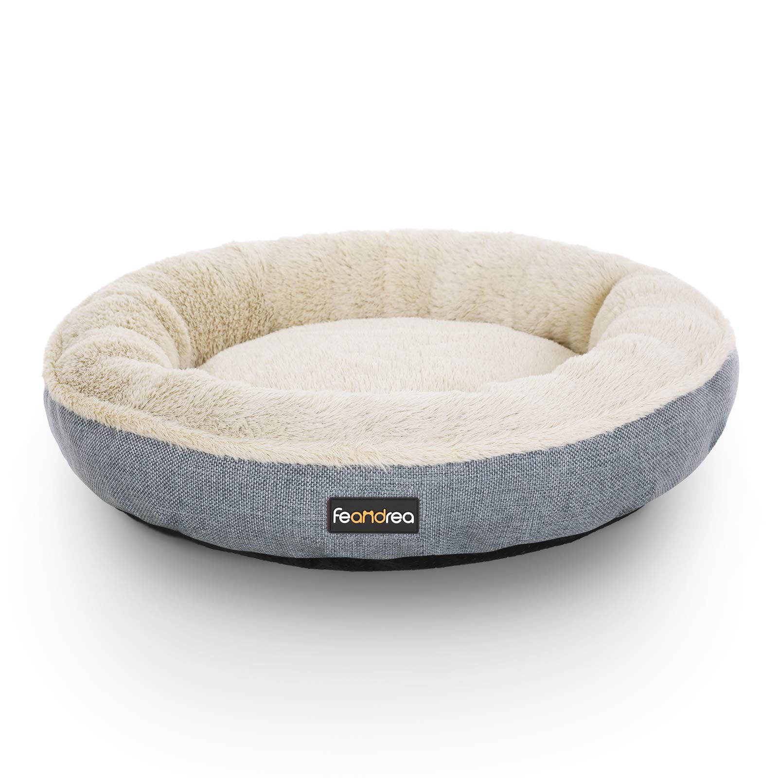 Feandrea Hundebett, Hundekorb, Katzenbett, Donut, rund, Ø 55 cm, grau PGW55G