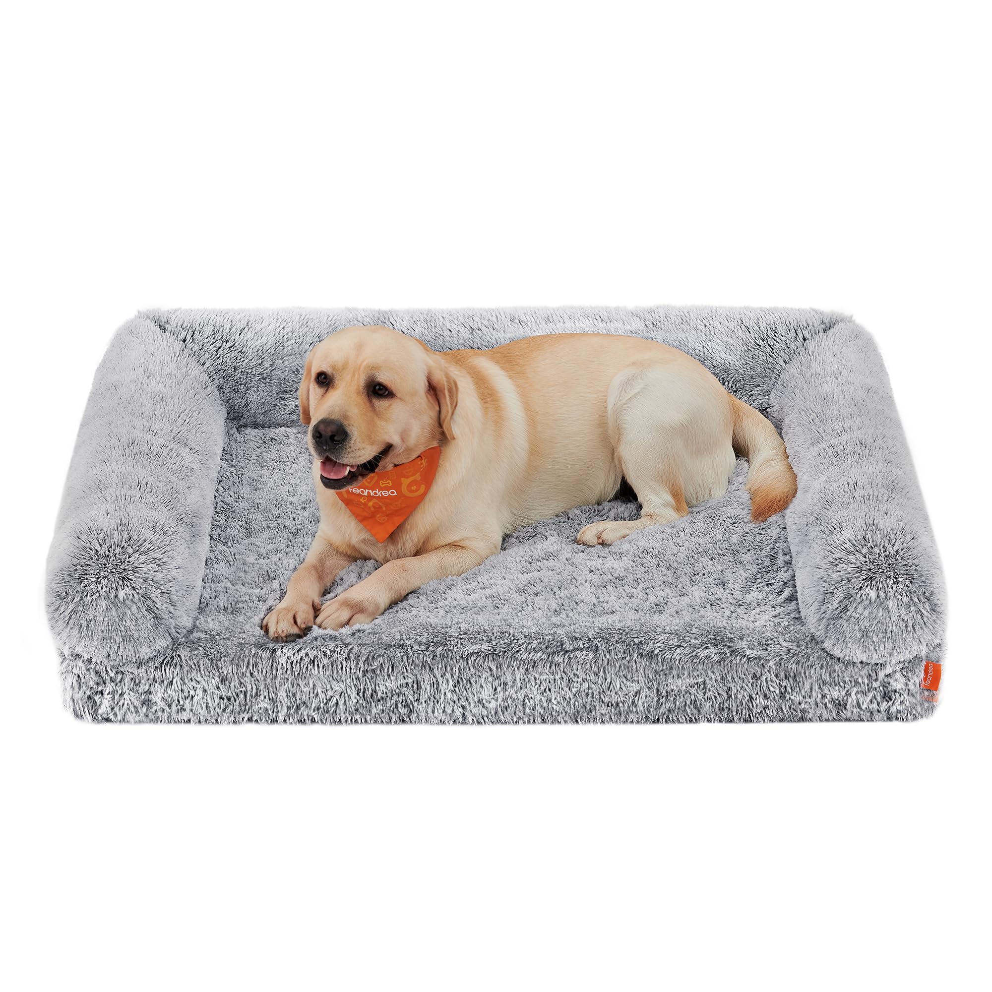 Feandrea FluffyHug Hundebett, Hundekissen Größe XXL, Hundematte für große Hunde, Hundesofa Noppenschaumstoff, Bezug abnehmbar und waschbar, 122 x 85 x 24 cm, Ombré-Grau PGW234G01