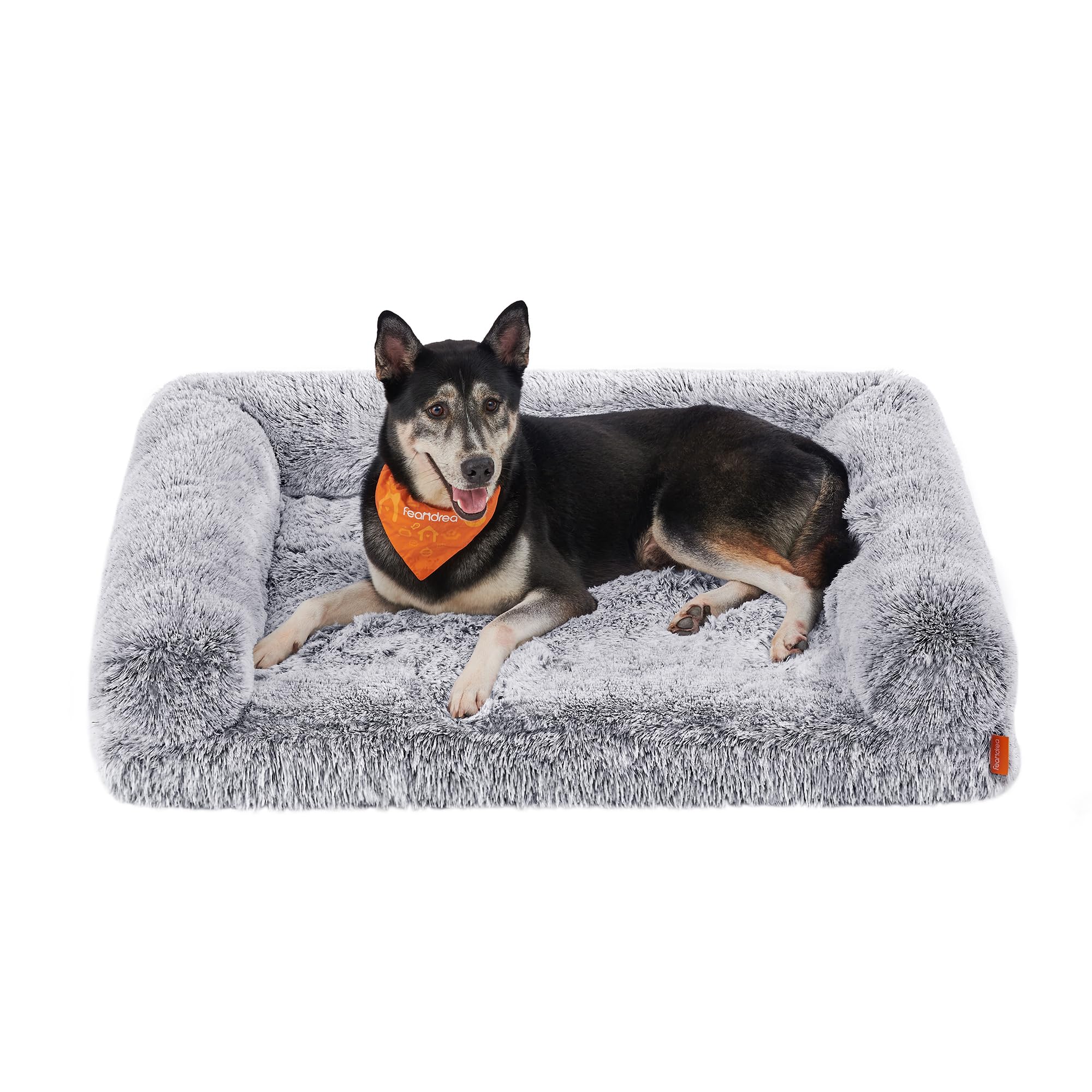 Feandrea FluffyHug Hundebett, Hundekissen Größe XL, Hundematte für mittelgroße und große Hunde, Hundesofa Noppenschaumstoff, Bezug abnehmbar und waschbar, 106 x 80 x 23 cm, Ombré-Grau PGW233G01