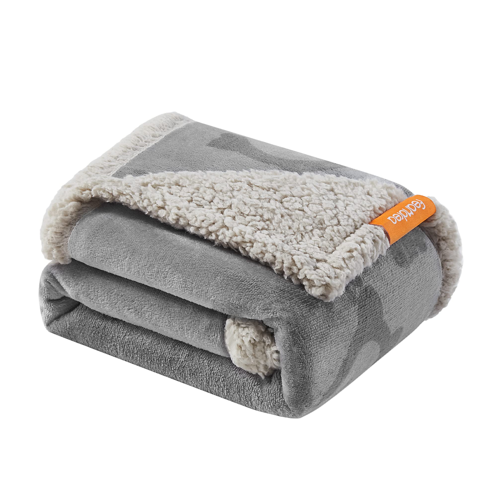 Feandrea wasserdichte Hundedecke, Sherpa Fleece Haustier Decke für Miniaturhunde und kleine Hunde, Katzen, 101 x 73 cm, M, maschinenwaschbar, beidseitiger Sofabezug-Schutz, grau PPB040G01