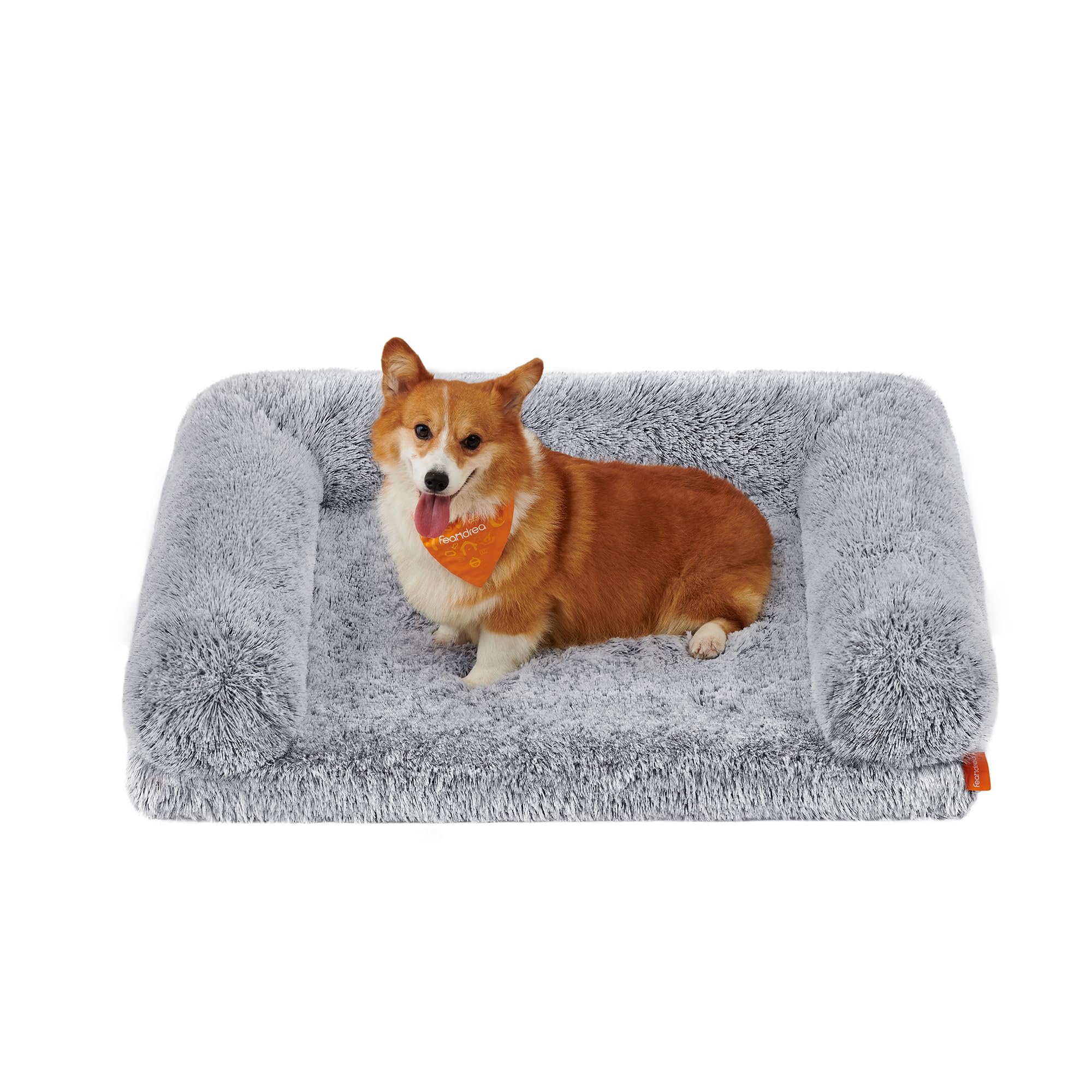 Feandrea FluffyHug Hundebett, Hundekissen Größe L, Hundematte für mittelgroße Hunde, Hundesofa Noppenschaumstoff, Bezug abnehmbar und waschbar, 91 x 68 x 23 cm, Ombré-Grau PGW232G01