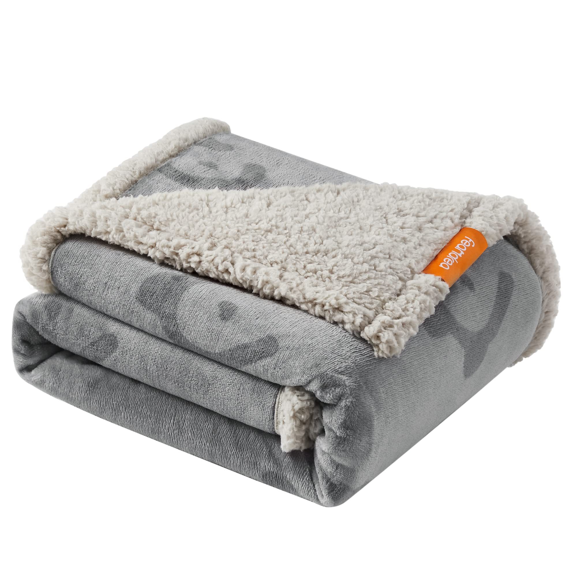 Feandrea wasserdichte Hundedecke, Sherpa Fleece Haustier Decke für kleine und mittelgroße Hunde, Katzen, 127 x 101 cm, L, maschinenwaschbar, beidseitiger Sofabezug-Schutz, grau PPB050G01